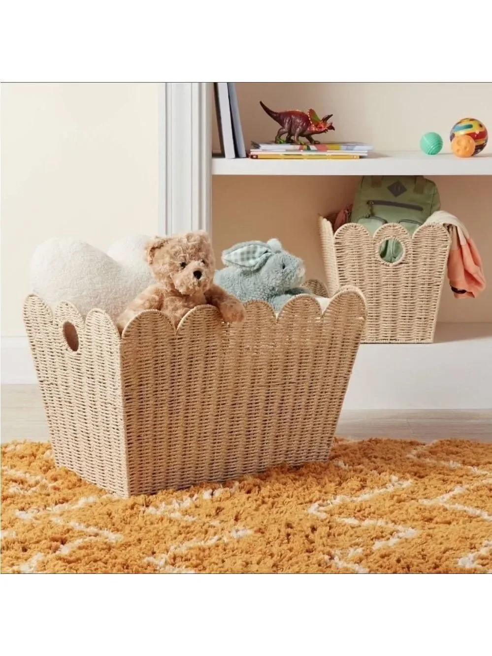 Large Woven Scallop Kids' Storage Basket - Pillowfort